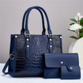 Women's Wallet, 3-Piece Crocodile-Embossed Tote Wallet Set with Card Holder, Removable Strap and 4 Colors for Work