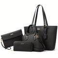 Women's Wallet Four-Piece Wallet and Vegan Leather Handbag Set for Women with Tote, Crossbody Purse and 6 Colors