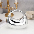 Women's Wallet, Sculptural Acrylic Ball-Shell Evening Clutch Bag with Magnetic Closure, Chain Strap & Silvery Finish