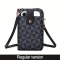 Geometric Phone Wallet Crossbody Bag with Card Slots, Zip Closure and Adjustable Strap in 3 Colors