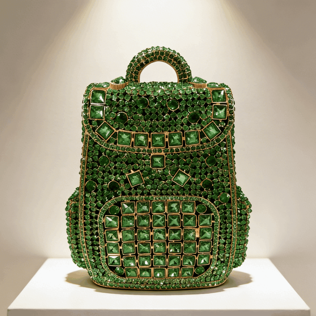 Women's Wallet, Rhinestone Mini Backpack-Shaped Evening Wallet Clutch with Crystal Hard Case in 4 Metallic Colors