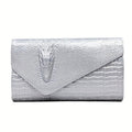 Women's Wallet, Embossed Faux-Leather Envelope Evening Clutch Bag with Magnetic Snap, Detachable Chain & 5 Colors