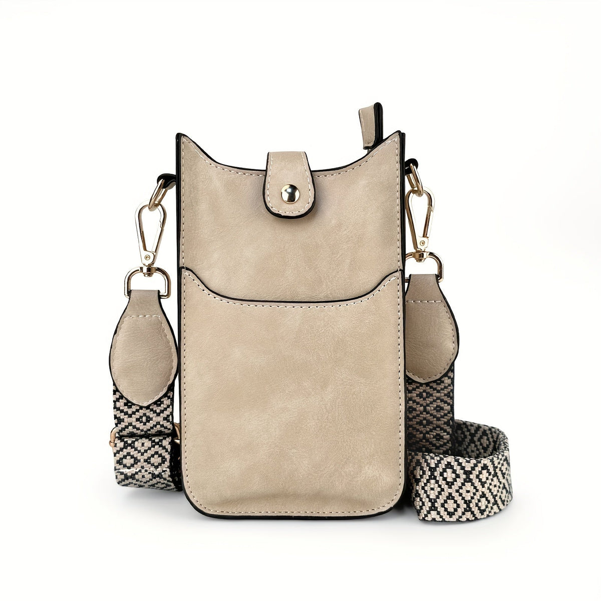 Women's Wallet Mini Buckle Phone Wallet Shoulder Bag with Adjustable Strap and 3 Neutral Solid Colors for Daily Carry