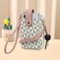 Women's Wallet, Checkerboard Phone Wallet Crossbody Bag with Card Slots, Multi-Pocket Storage and Pink-Beige Finish