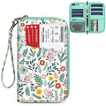 Women's Wallet, Family Passport Travel Wallet Organizer with 5 Card Slots, Pen Holder and Spring Floral Print