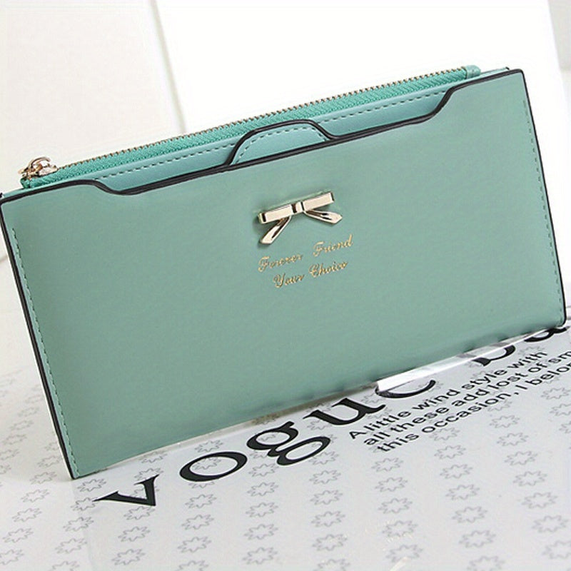 Women's Wallet, Slim Long Wallet for Women with Polyester Lining, Card Slots, Coin Pocket and 5 Bright Colors