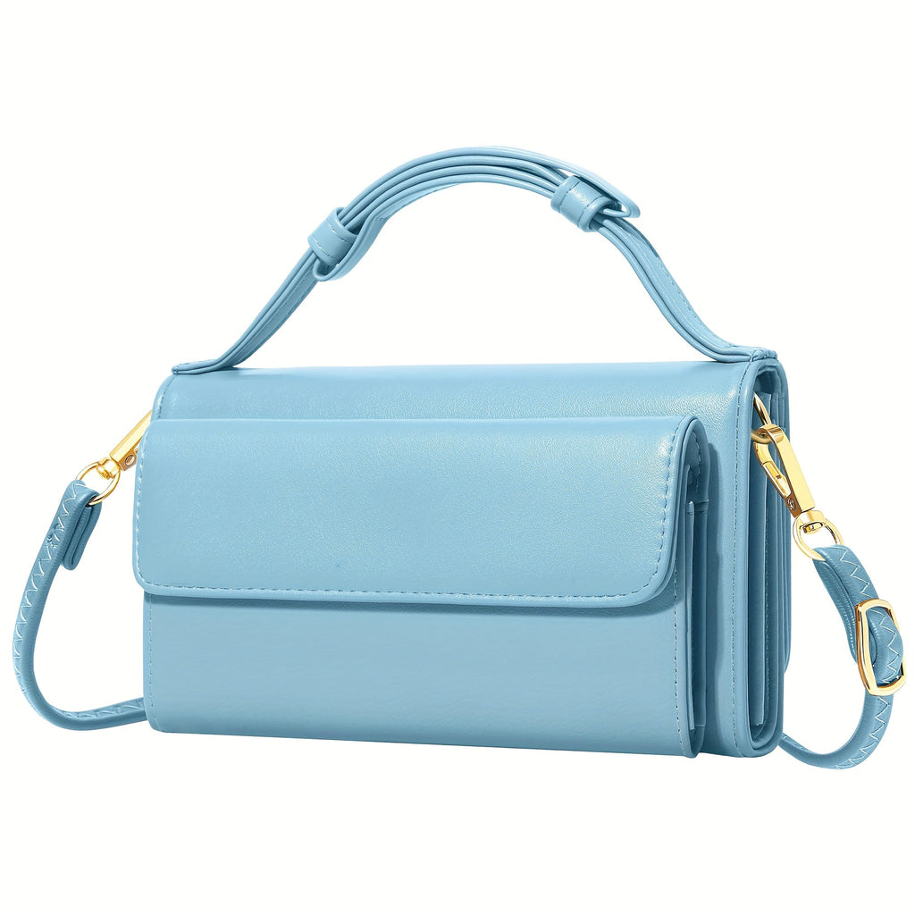 Women's Wallet, PU Leather Mini Phone Wallet Crossbody Bag with Built-In Card Slots, Adjustable Strap and 13 Colors