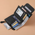 Slim Bifold Wallet for Women with 4 Clear ID Windows, Card Slots, Zip Coin Pocket & 2 Colors