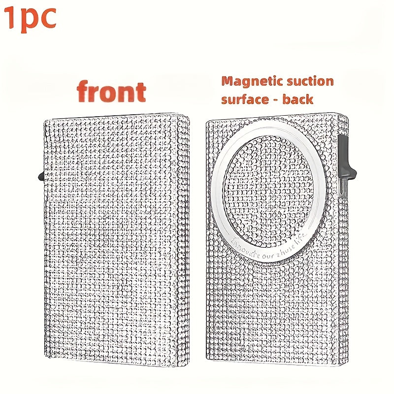 Women's Wallet White Diamond-Quilted RFID Wallet for Women with Magnetic Flap, Slim Card Storage & Ring Detail