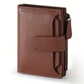 Women's Wallet, Compact Pebbled Bifold Wallet for Women with Snap Flap, Side Coin Zipper and ID Windows