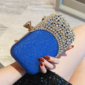 Women's Wallet, Pleated Rhinestone Shell Evening Clutch Bag with Vintage Frame Clasp, Chain Strap & 5 Colors