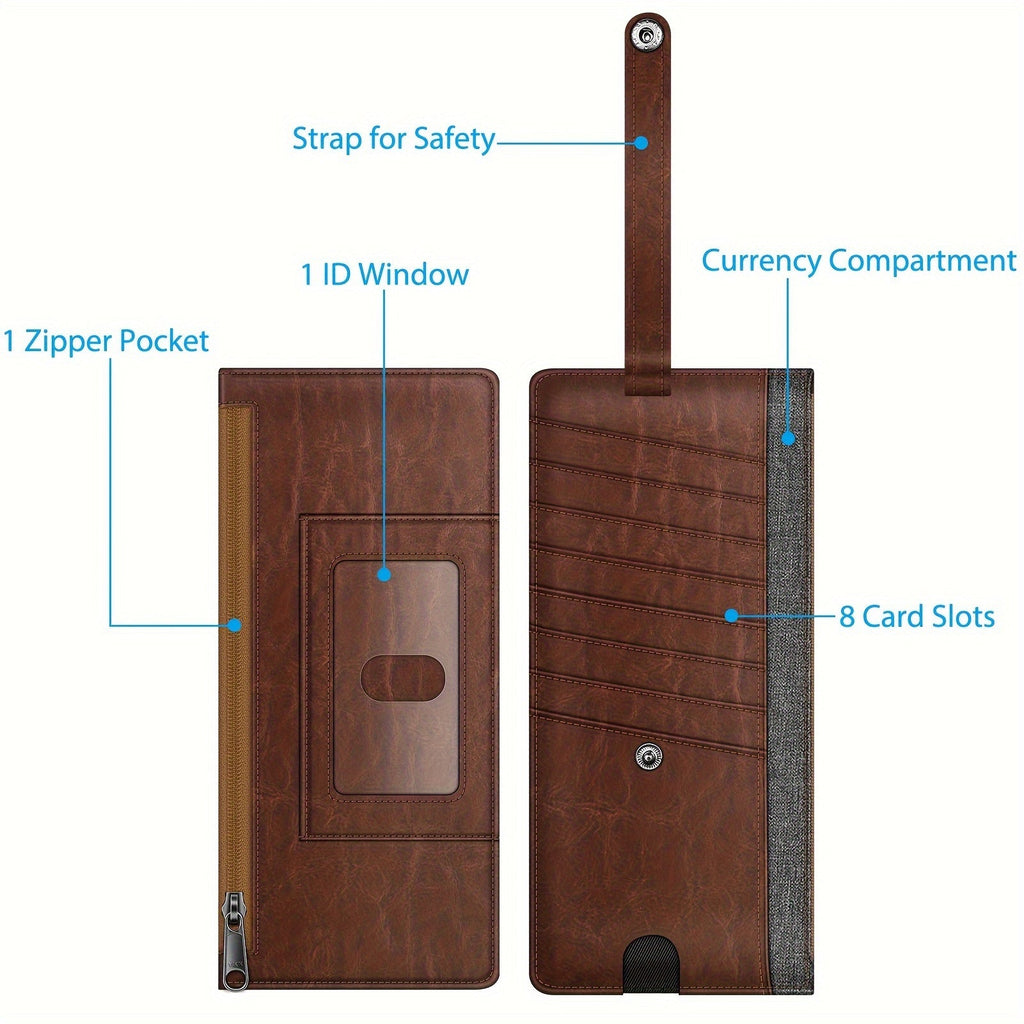 Women's Wallet, Slim Bifold Card Wallet with 8 Slots, Clear ID Window, Zip Coin Pocket and Finger-Groove Access
