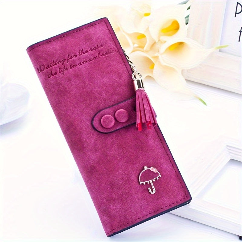 Women's Wallet Vegan Leather Long Wallet for Women with Zip-Around Storage, Snap Flap, Card Slots & 5 Colors