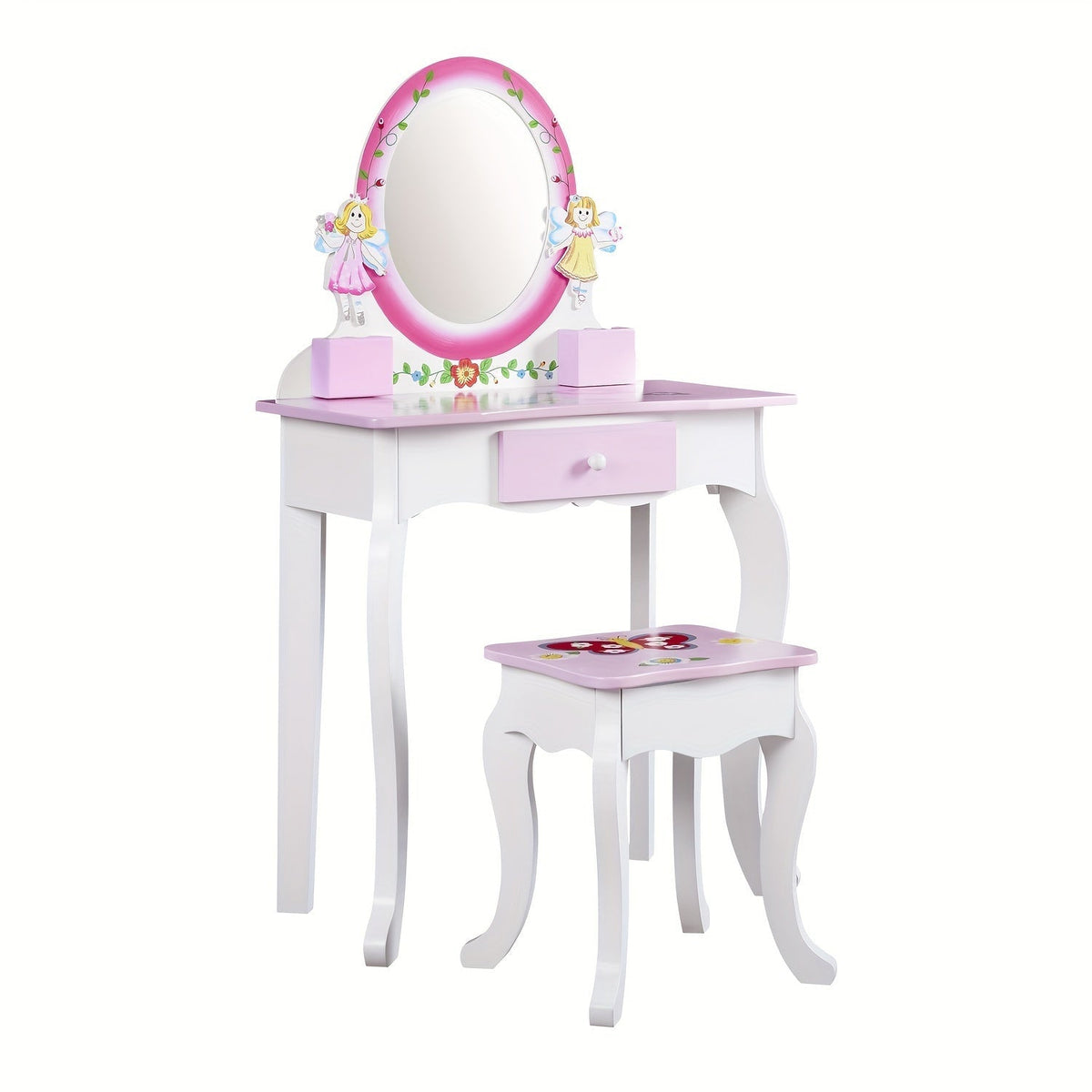 Wood Kids Vanity Set with Storage Drawers for Dressing and Daily Routines in Kids' Room