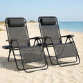 Foldable Zero-Gravity Lounge Chair with Cup Tray, Adjustable Headrest and 2-Chair or Upgraded 1-Chair Options